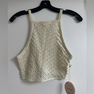 Camilla Coelho offshore crop top in white & gold in a size Small